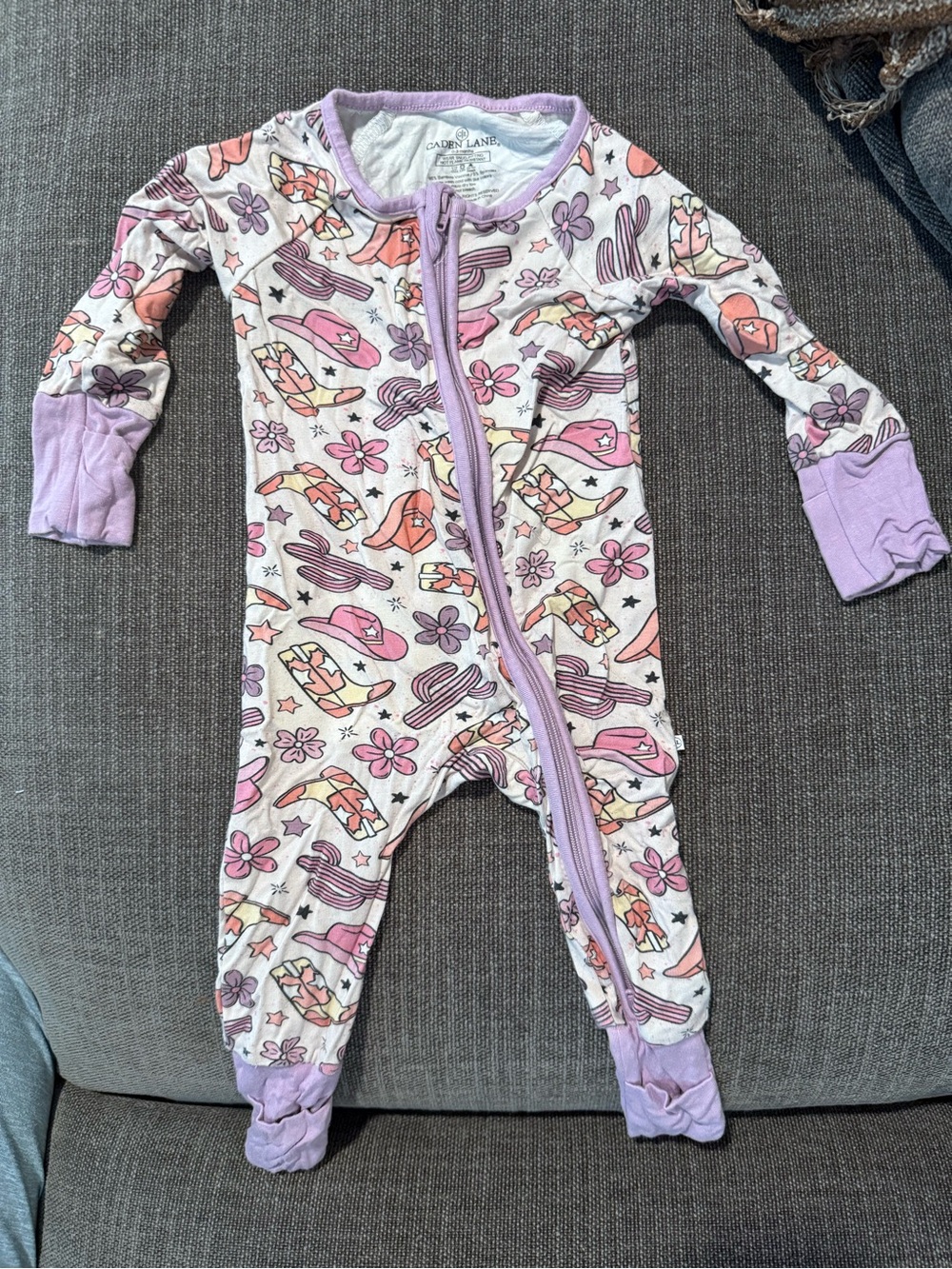Caden Lane Lavender & Pink Cowboy Floral Zip One-Piece